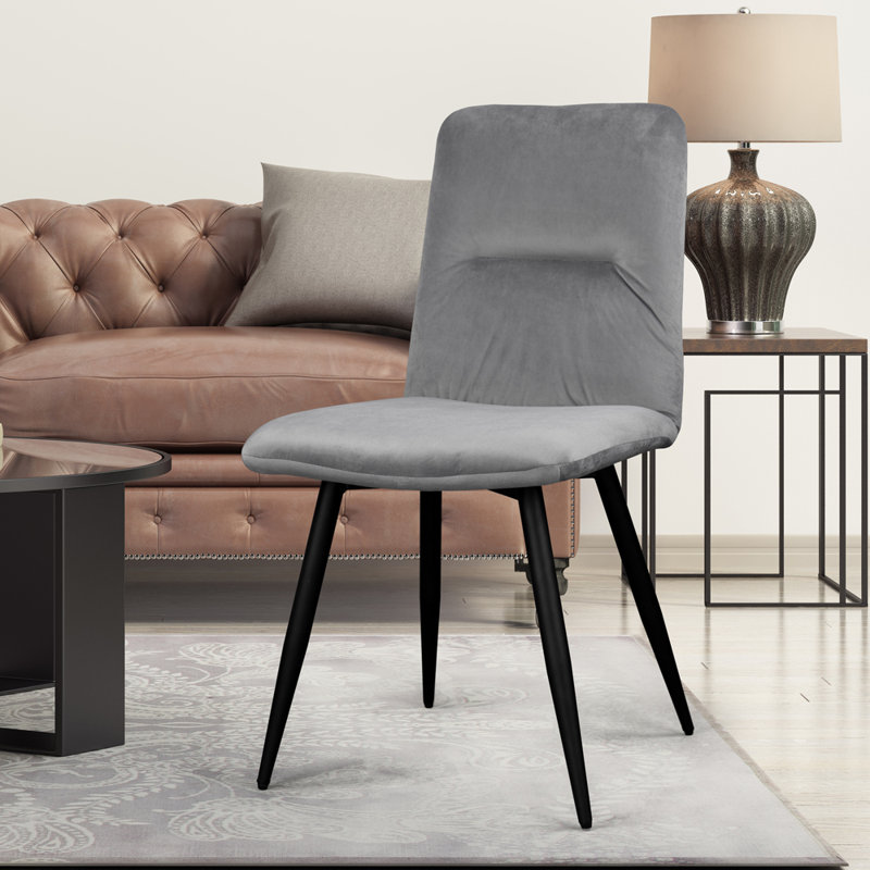 Vevay 48cm H Velvet Upholstered Side Chair, Pewter Grey