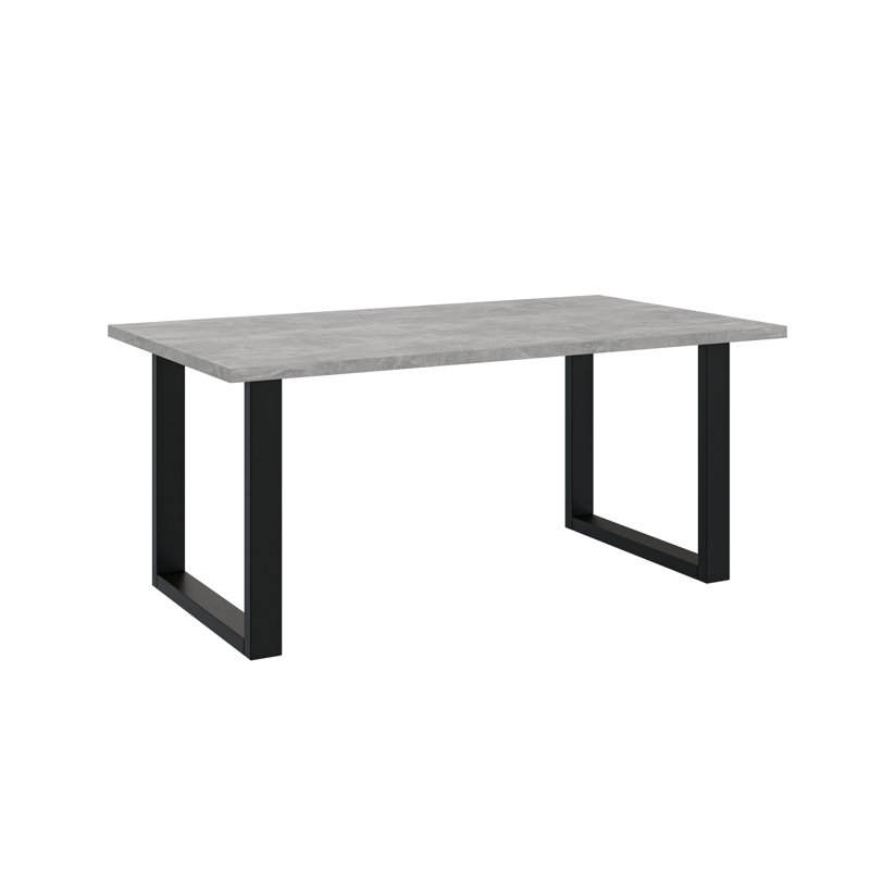 Dining Table Asai with Black Metal Legs, Grey