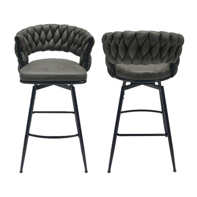 360 Swivel Bar Stools Upholstered Bar Chair Counter Stool -  Corrigan StudioÂ®, AD8812B456E34BA1806D1B0E96349937