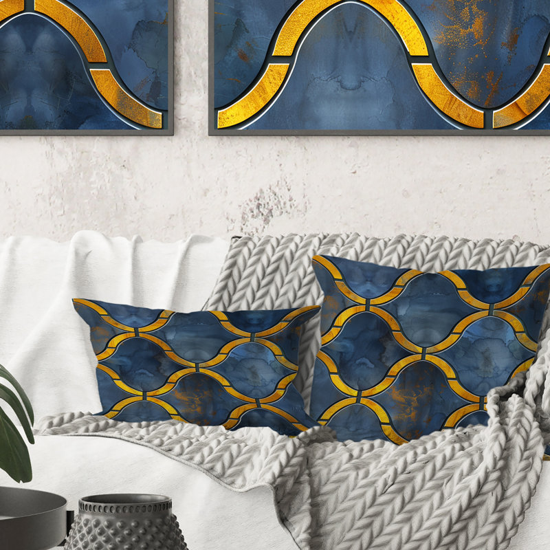 Coussin lombaire jaune Modern Trellis I