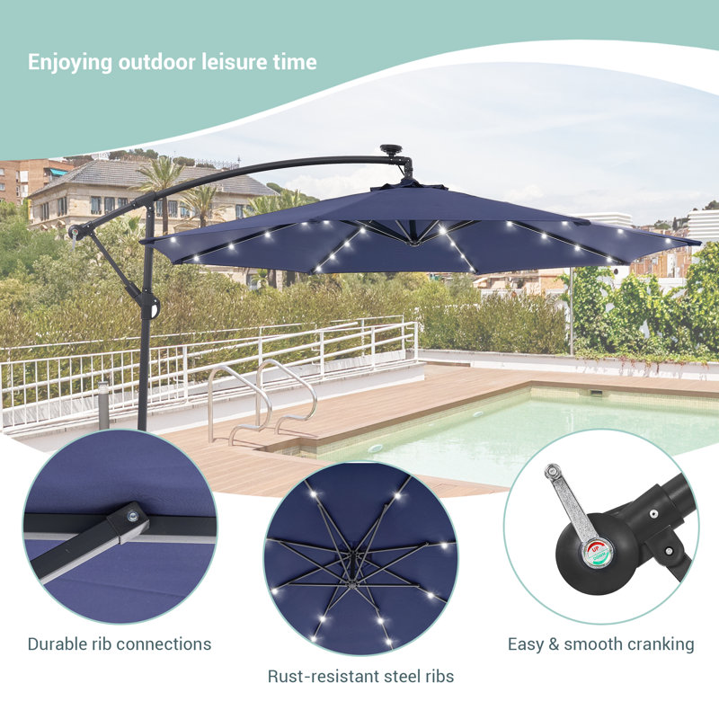 Parasol en porte-à-faux 10 pi Asyra, Bleu marine