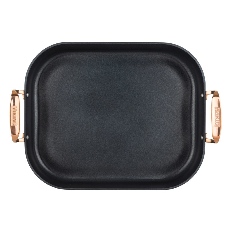 Viking Hard Anodized Roaster with Copper Handles, Rack and 2pc Carving Set