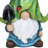Exhart Gnome with Solar String Hat with Ladybugs and Trowel Garden Statuary, 7 by 14 Inches