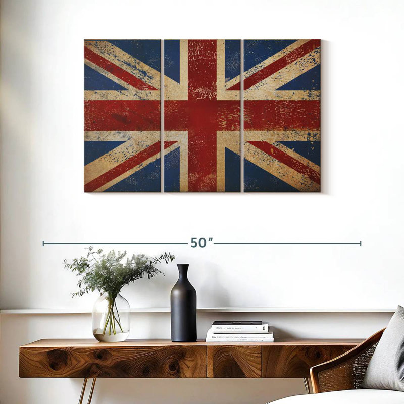 Borges Grunge Union Jack, 24" H x 38" W