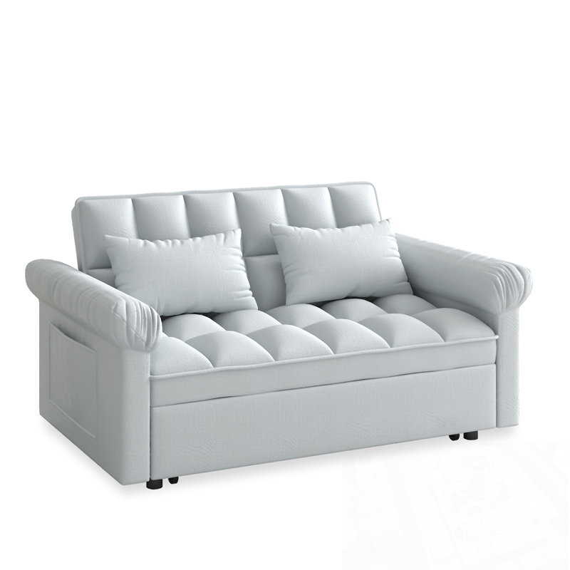 Loveseats With Pull-Out Bed And Side Pocket, Gray