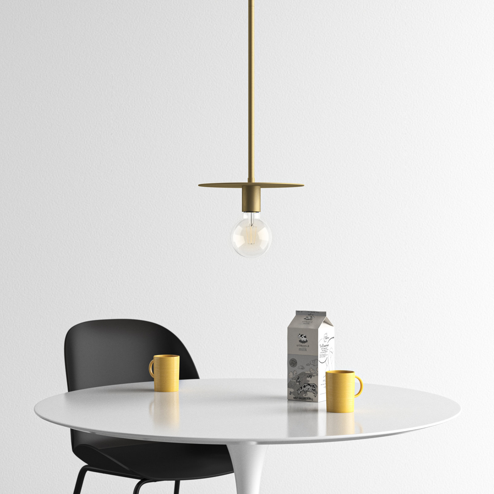 Sawvel Single Light Steel Dimmable Pendant, Vintage Brass