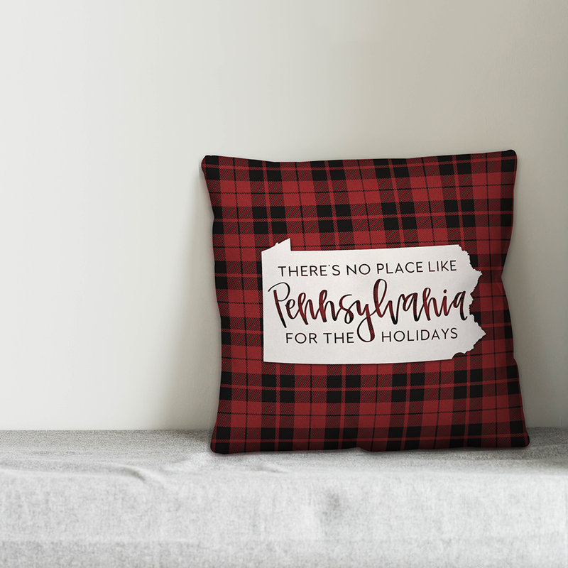  Coussin décoratif Il n'y a pas de place comme chez-soi pour les fêtes, 16 po x 1 po, Pennsylvanie