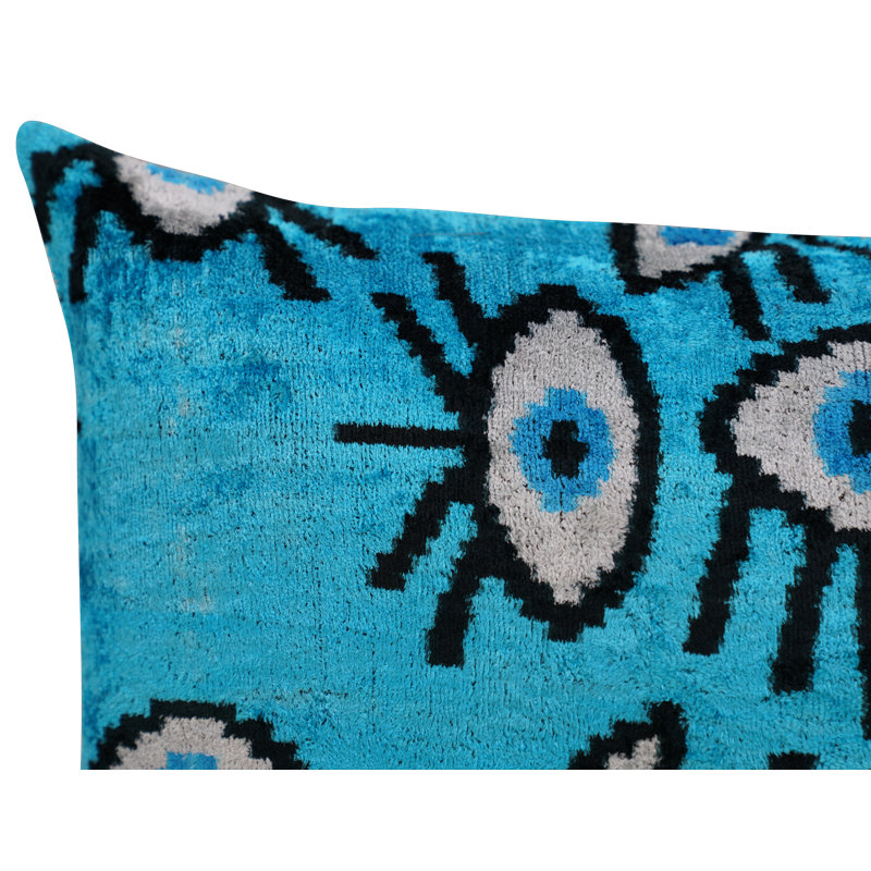 Silk/Velvet Lumbar Rectangular Pillow Cover & Insert, Blue