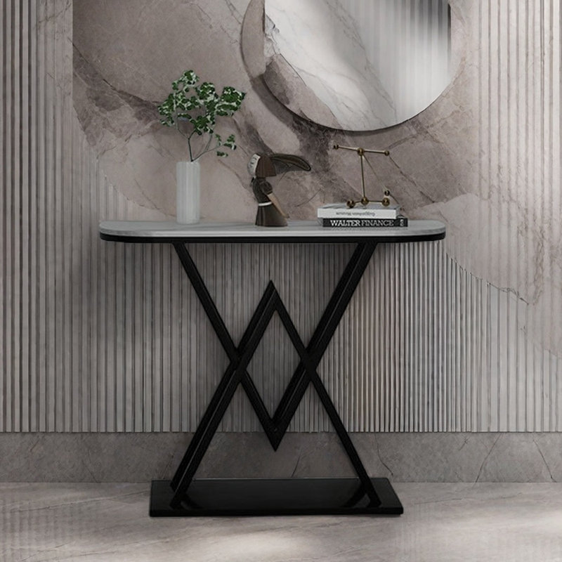 Table d'entrée de luxe moderne, H 31,5 po x l 39,4 po x P 11,8 po, Noir