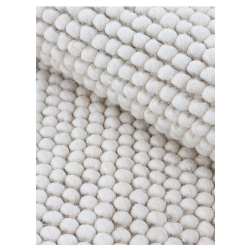 Handgefertigter Wollteppich aus in Creme Wool Hand Loomed Area Rug, Round 150cm
