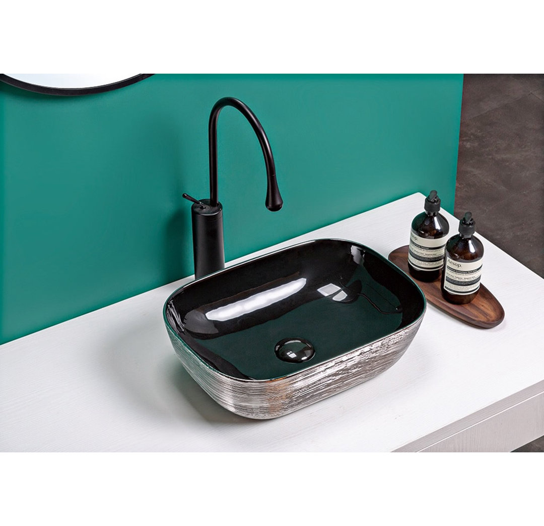 Ruvati 20 x 16 inch Bathroom Vessel Sink Gold Decorative Art Above Vanity Counter White Ceramic Ruvati