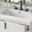 Meuble-lavabo blanc de 30 po avec lavabo en céramique, système de tiroir à fermeture en douceur, aspect cannelé et configuration de rangement optimale