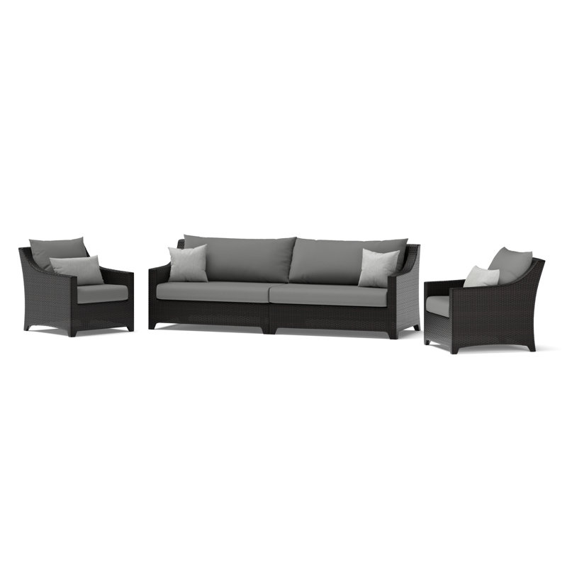 Careen 3 Piece Sunbrella® Outdoor Patio Seating Set - Charcoal Gray, Charcoal Gray