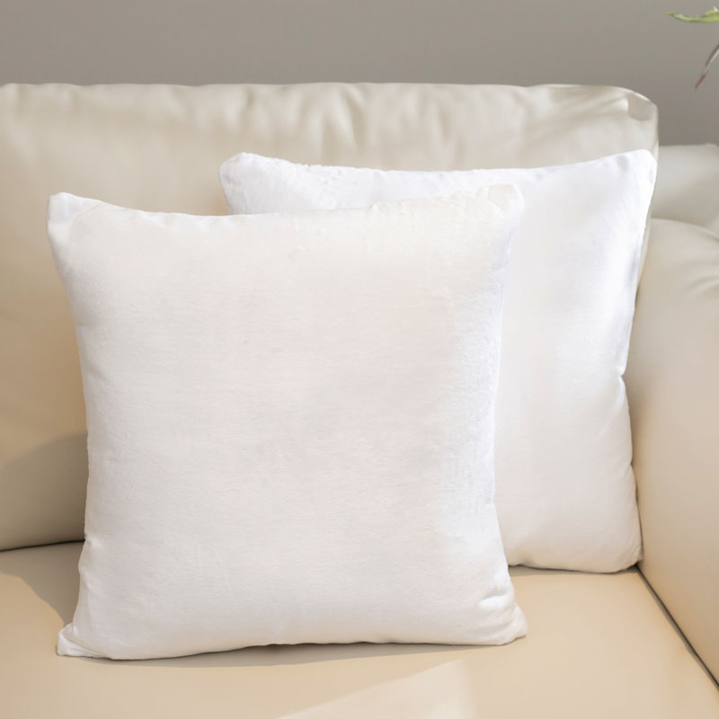 White Velour Decorative Throw Pillows Set of 2 with Inserts