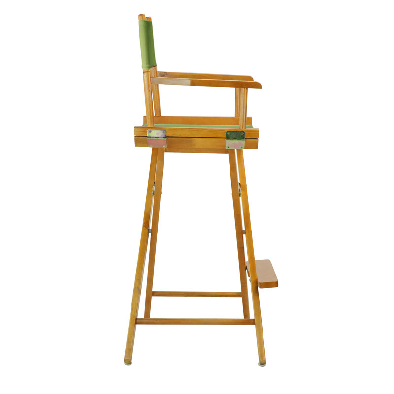 30" Folding Director Chair with Canvas, Honey Oak, Lime Green