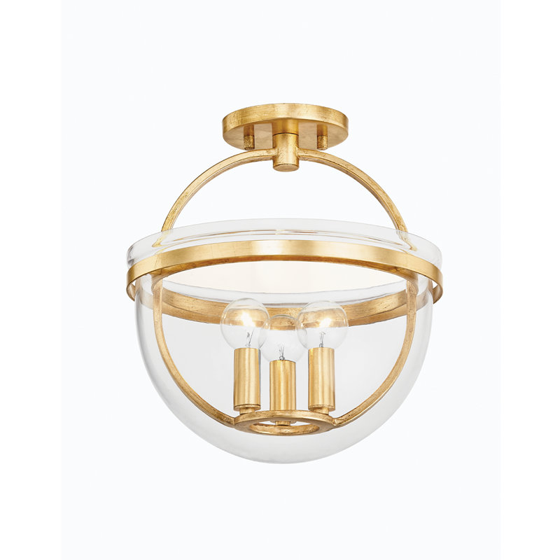 MALLOY 3 LIGHT LANTERN, Vintage Gold Leaf