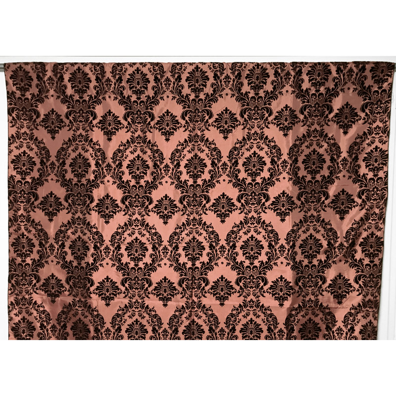 Amboy Semi Sheer Curtain Single Panel, 56" W x 108" L, Black/Peach