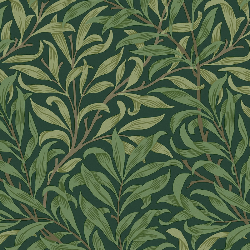 William Morris At Home Willow Bough Floral Wallpaper, Dark  Green