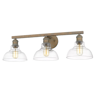 Searcy 27.5" W 3-Light Steel Dimmable Vanity Light with Glass Shades 