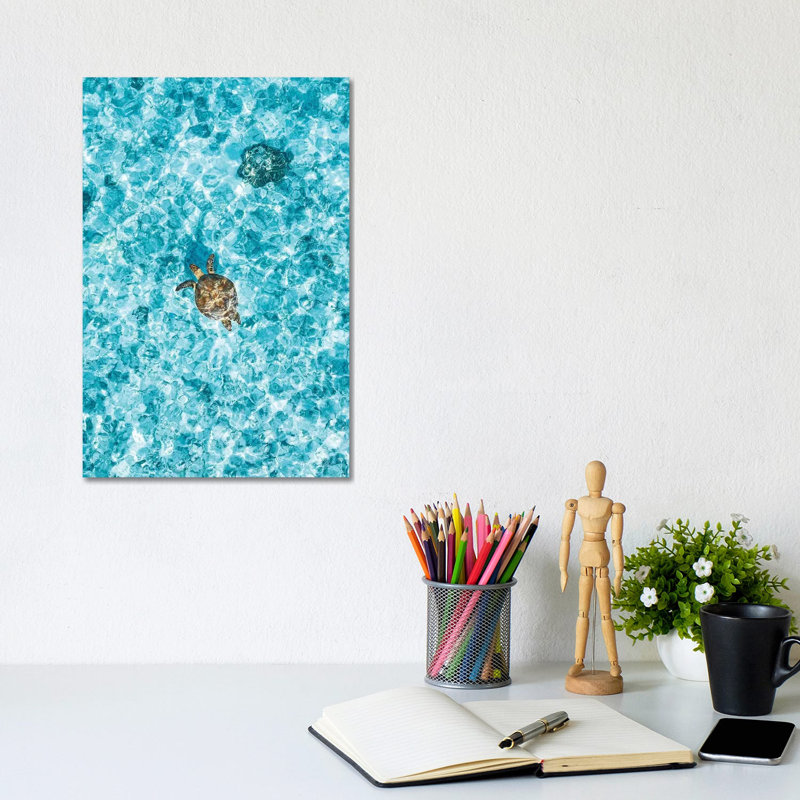 Aerial Great Barrier Reef Island Turtle by James Vodicka - Wrapped Canvas Gallery-Wrapped Canvas Giclée