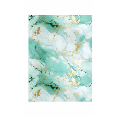 «Abstract Green & Gold Geode Marble Crystals VI», reproduction d'art moderne sans cadre