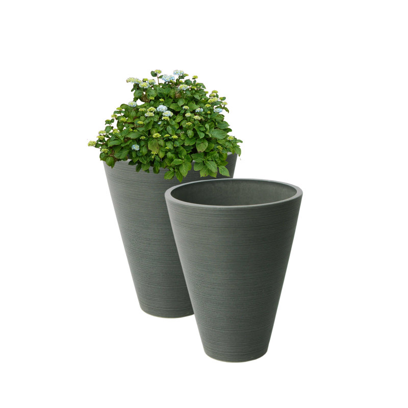 Ensemble de pots à fleurs en tai, Anthracite, H 14 po x l 11,4 po x P 11,4 po