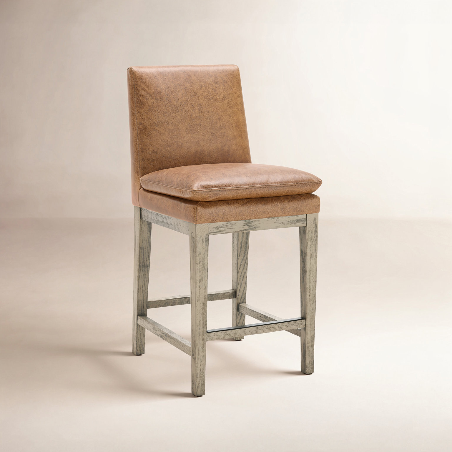 Bethea 26" Bar Stool, Marseille Brown Genuine Leather