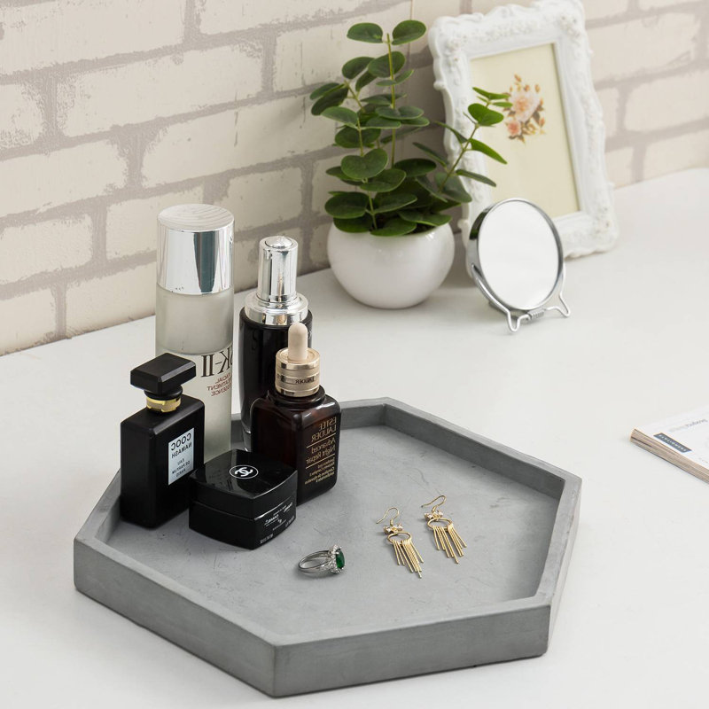 Gray Hexagonal Decorative Tray