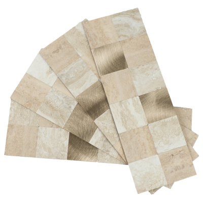 Carreaux de dosseret à peler et à coller de 12 feuilles, carreaux de dosseret en marbre pour la salle de bain (12 po x 3,93 po)