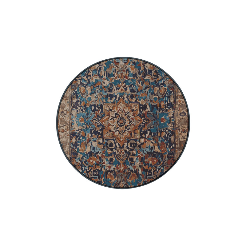 Machine Washable Black Area Rug, Round 8'