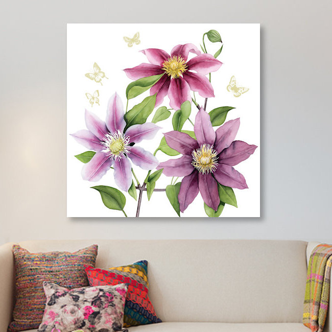 «Clematis Climb II», impression sur toile, H 26 po x l 26 po x P 1,5 po, Toile tendue, Pas de tapis