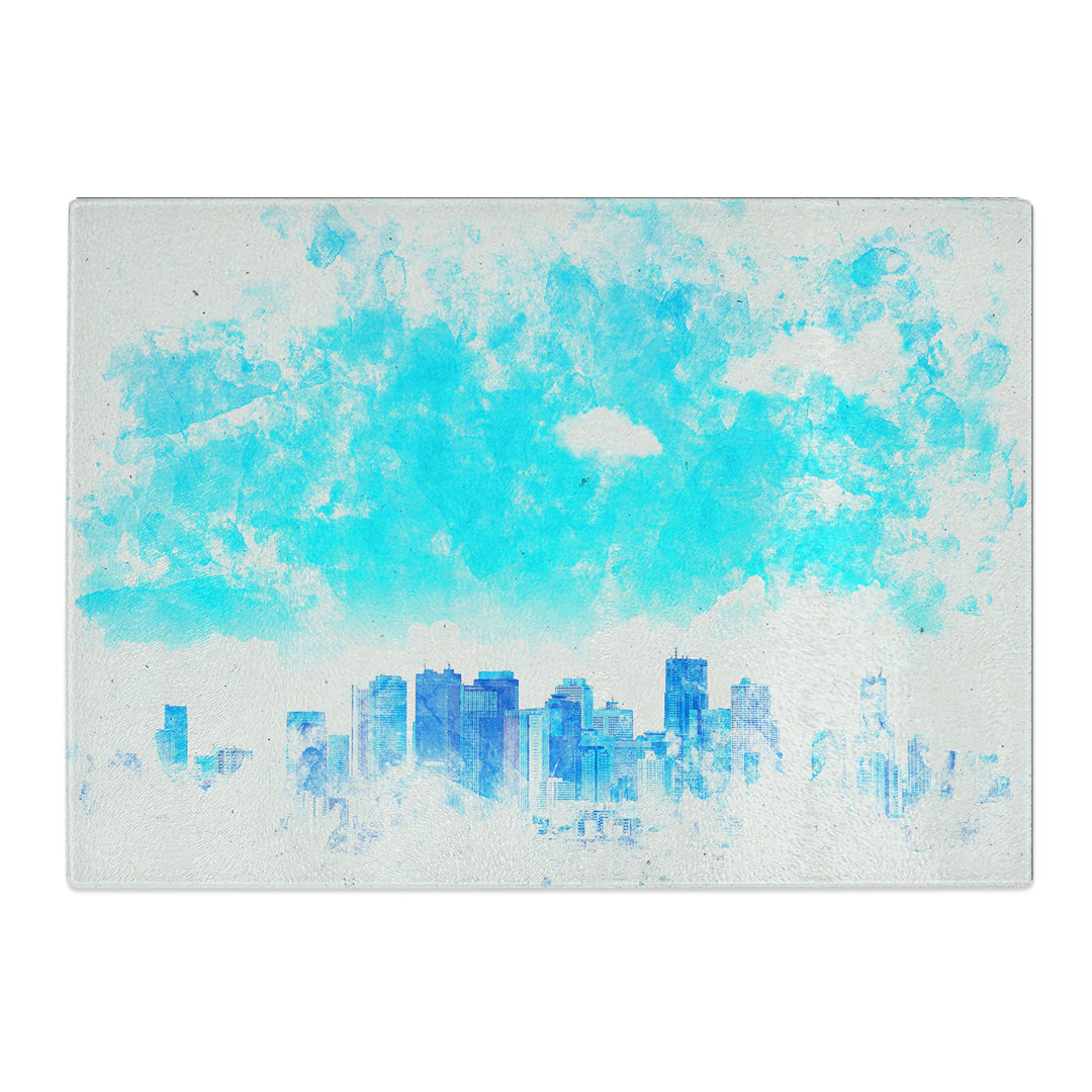 Tempered Glass Tokyo Japan Skyline Watercolour Chopping Board