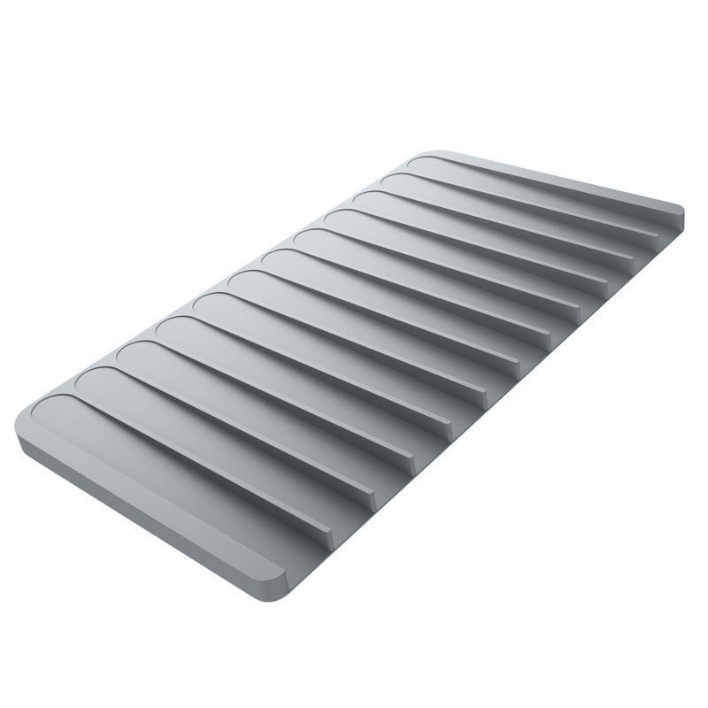 Light Grey Silicone Self-Draining Dish Drying Mat and Trivet