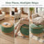 Repose-pieds de rangement rond 29 po avec pieds en bois massif - Table basse moderne avec couvercle réversible, repose-pieds en chenille verte, aucun assemblage requis-1988413584