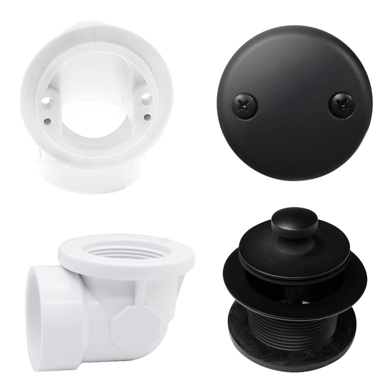 1-1/2" Sch. 40 PVC Pull & Drain Plumber's Pack with Two-Hole Overflow & Elbows, Matte Black