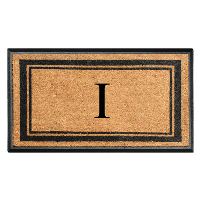 Tapis de porte en fibre de coco monogrammé l 30 po x L 48 po Butters