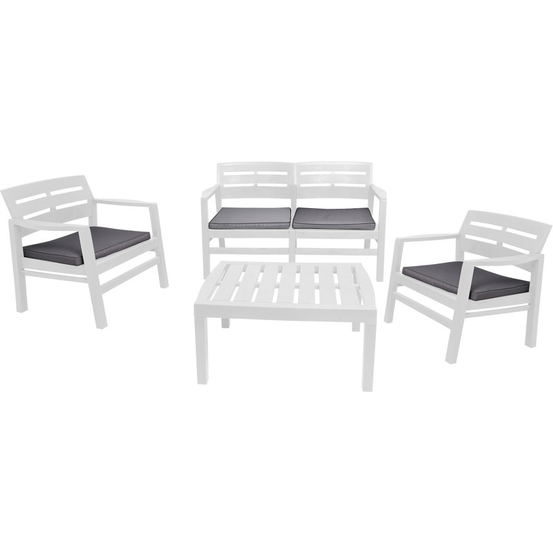 Massa 4 Seater Conversation Set, White, Grey