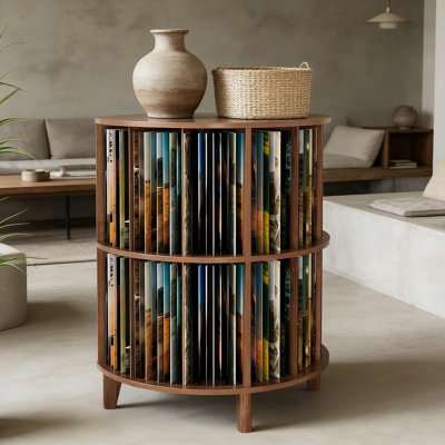 Meuble de rangement de disques Mid-Century moderne en vinyle avec espace pour tourne-disque