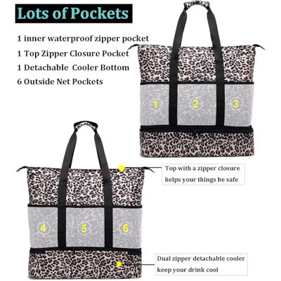 Bag Women Waterproof Sandproof Tote Bags with Cooler Top Zipper Totes for Pool Travel Daily