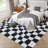 Large Modern Abstract Area Rug 9x12 Washable Stain Resistant Living Room Rug with Non Slip Backing Soft Low Pile Foldable Geometric Floor Carpet for Playroom Nursery Office, Black-2090978012-2090977987