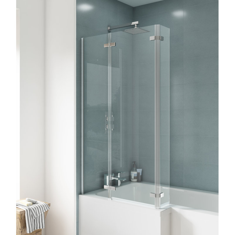 Ella Screens 823mm W x 1400mm H Hinged Semi-Frameless Tub Door with Clear Glass