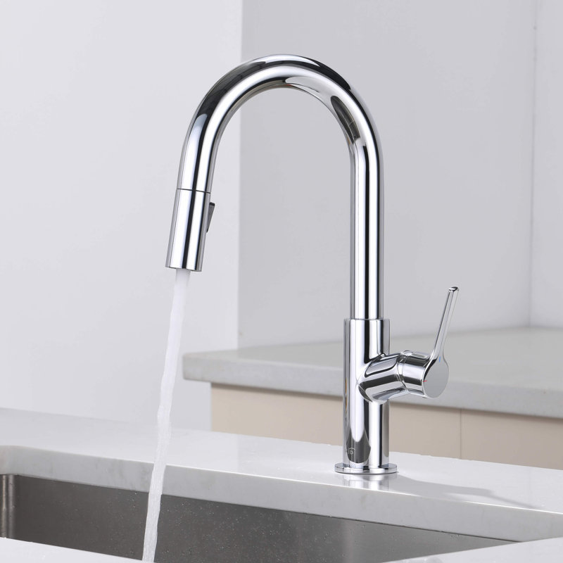 KIBI Fusion Pull Down Kitchen Faucet with Soap Dispenser, Chrome