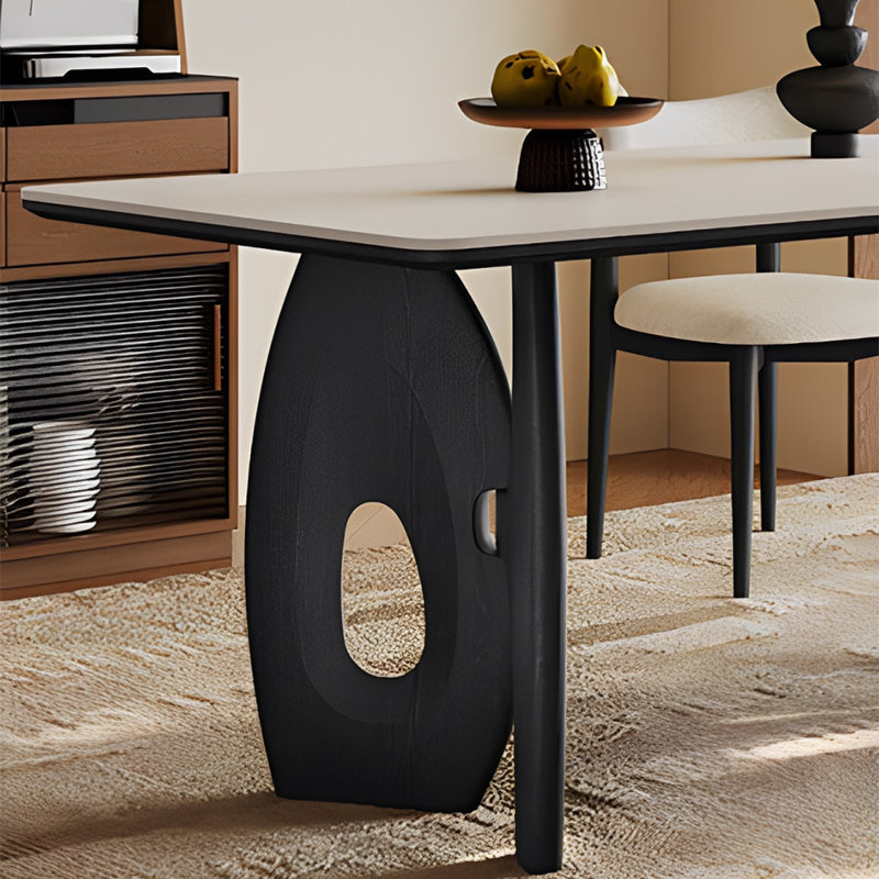 Simple high-end sintered stone dining table sets, 29.52"H x 62.99"L x 31.49"W, 5 Pieces: Table. 4 Chair