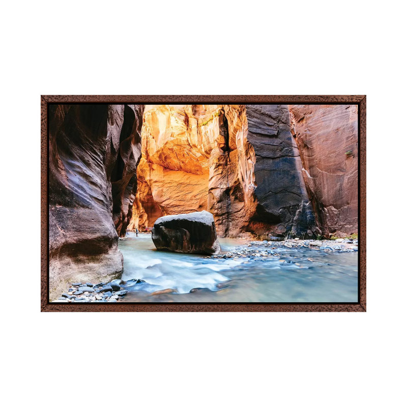 The Narrows, Zion II by Matteo Colombo - Print on Canvas, 101.6 cm H x 66.04 cm W, Classic Brown Wood Framed