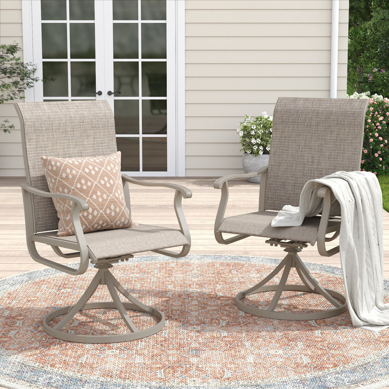 Outdoor Swivel PVC-coated polyester Dining Chair, Sandshell