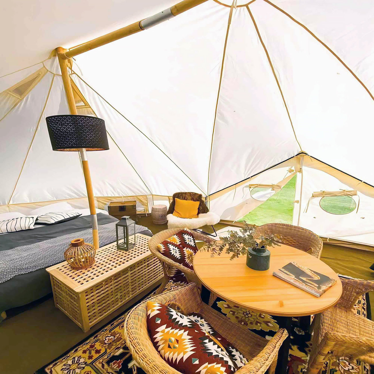 junzc 8-10 Persons Canvas Tent Bell Tent Glamping,
