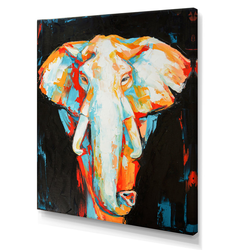Peinture, dessin d'éléphant - art mural moderne sur toile, H 44 po x l 34 po x P 1 po, Toile tendue
