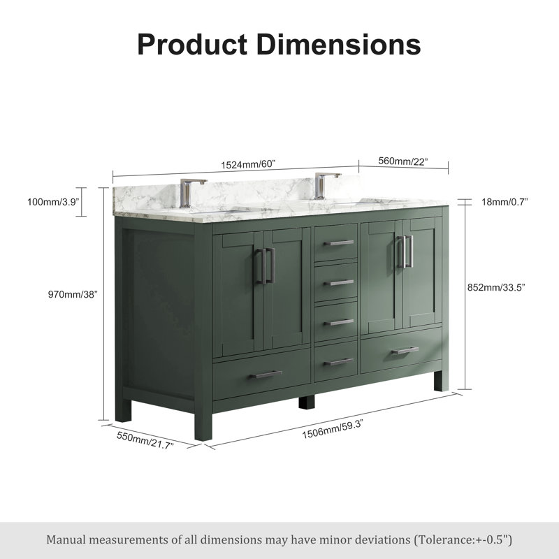 Meuble-lavabo double 60 po Riverford