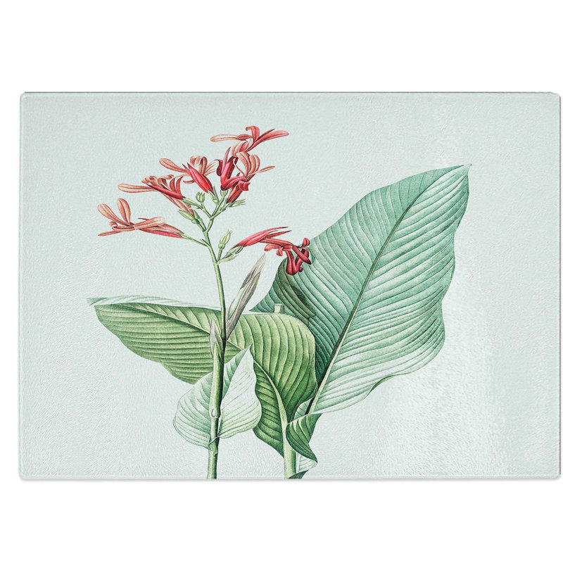 Tempered Glass Canna Lily Flowers Chopping Board, 28.5 cm W x 20 cm L