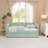 Twin Size Cozy Gingham Daybed With Trundle, Linen Fabric Sofa Bed With Usb Port & Wave Shaped Headboard, No Box Spring Needed-1823406065